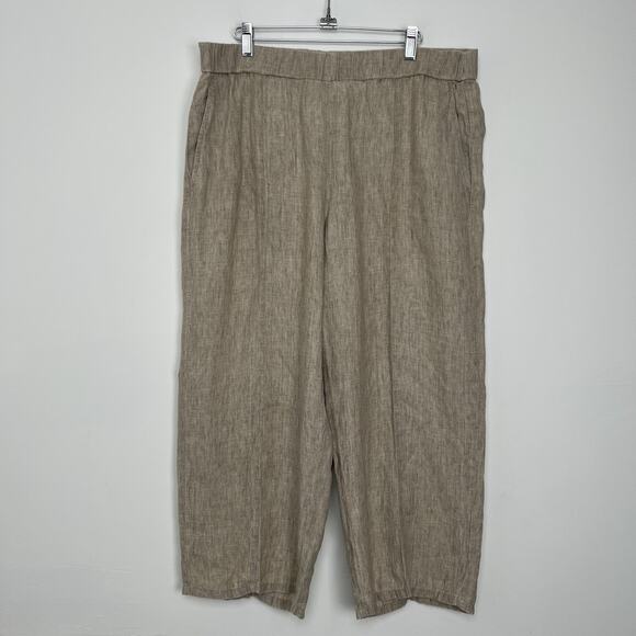 Eileen Fisher Women’s Size L 100% Organic Linen Baggy Wide Leg Lightweight Pants - Picture 1 of 9